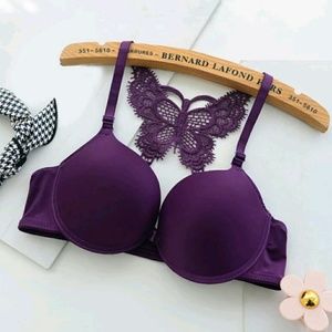Women's Purple Butterfly Back Push Up Bra